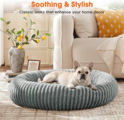 JOEJOY Washable Anti Slip Bottom, Calming Donut Puppy, Dog & Cat Bed with Removable Zipper Cover, Grey, 23 x 23 x 8-in slide 2 of 6