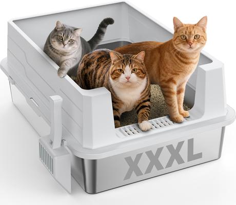 Show full view: Invenho High Sided Cat Litter Box, XXX-Large, Silver Gray slide 2 of 9