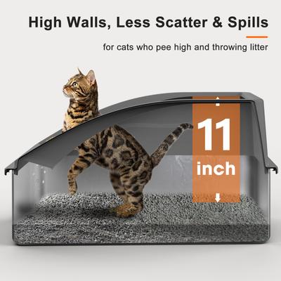 Show full view: Invenho High Sided Anti-Urine Leakage Cat Litter Box, X-Large, Silver Gray & Dark Gray, 2 count slide 9 of 9