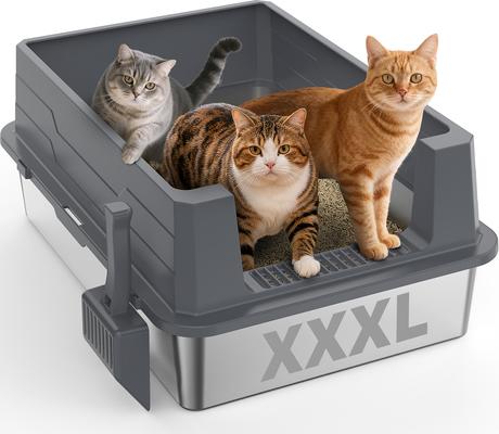 Show full view: Invenho High Sided Cat Litter Box, XXX-Large, Dark Gray slide 2 of 9