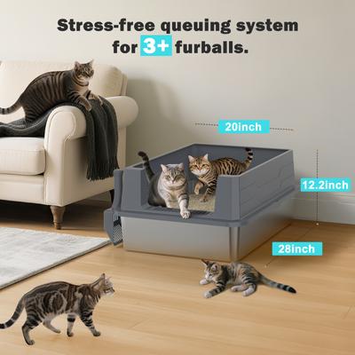 Show full view: Invenho High Sided Cat Litter Box, XXX-Large, Dark Gray slide 4 of 9