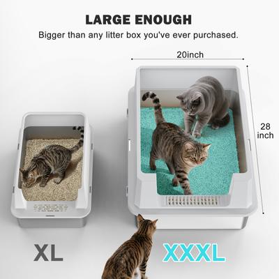 Show full view: Invenho High Sided Cat Litter Box, XXX-Large, Silver Gray slide 3 of 9