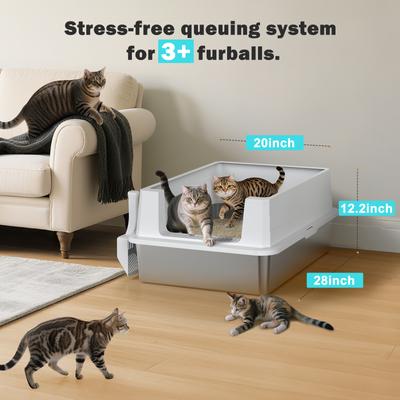 Show full view: Invenho High Sided Cat Litter Box, XXX-Large, Silver Gray slide 4 of 9