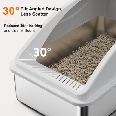 Show full view: Invenho High Sided Anti-Urine Leakage Cat Litter Box, X-Large, Silver Gray, 2 count slide 6 of 8