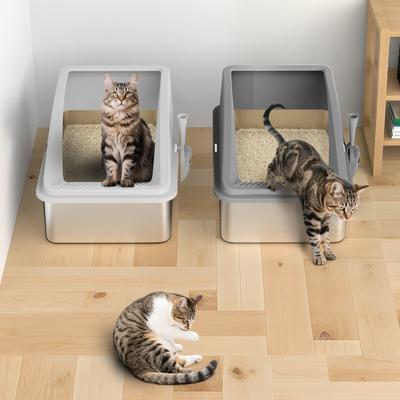 Show full view: Invenho High Sided Anti-Urine Leakage Cat Litter Box, X-Large, Silver Gray & Dark Gray, 2 count slide 3 of 9