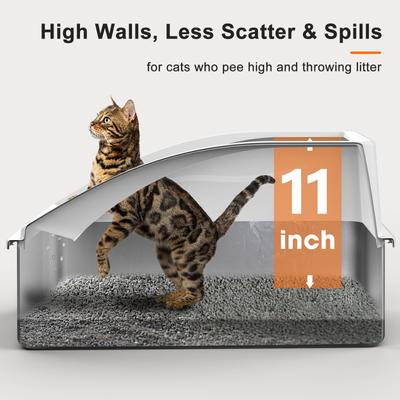 Show full view: Invenho High Sided Anti-Urine Leakage Cat Litter Box, X-Large, Silver Gray, 2 count slide 8 of 8