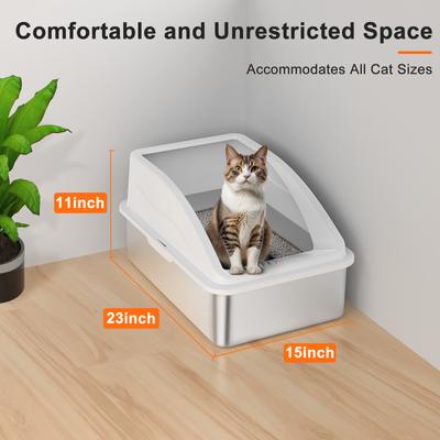 Show full view: Invenho High Sided Anti-Urine Leakage Cat Litter Box, X-Large, Silver Gray, 2 count slide 7 of 8