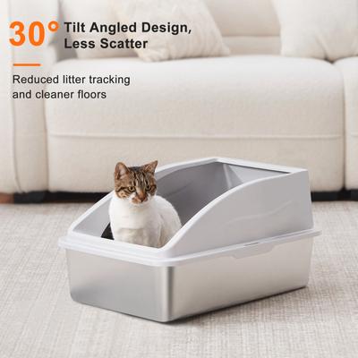 Show full view: Invenho High Sided Anti-Urine Leakage Cat Litter Box, X-Large, Silver Gray, 2 count slide 5 of 8