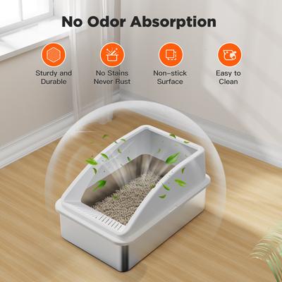 Show full view: Invenho High Sided Anti-Urine Leakage Cat Litter Box, X-Large, Silver Gray, 2 count slide 4 of 8