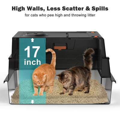 Show full view: Invenho Enclosed High Sided Cat Litter Box, XXX-Large, Dark Gray slide 6 of 10