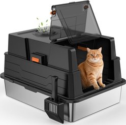 Invenho Enclosed High Sided Cat Litter Box, XXX-Large, Dark Gray