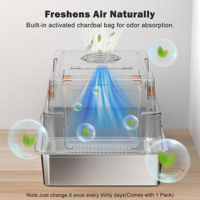 Show full view: Invenho Enclosed High Sided Cat Litter Box, XXX-Large, Silver Gray slide 7 of 10