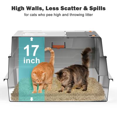 Show full view: Invenho Enclosed High Sided Cat Litter Box, XXX-Large, Silver Gray slide 6 of 10