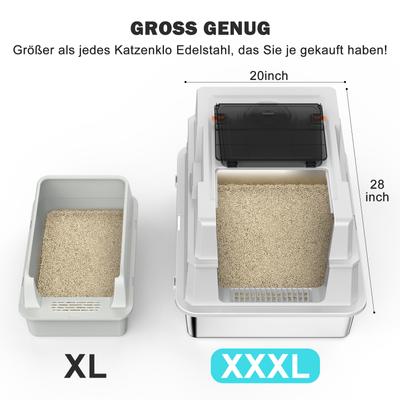 Show full view: Invenho Enclosed High Sided Cat Litter Box, XXX-Large, Silver Gray slide 3 of 10