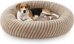 Invenho Dog & Cat Bed with Washable Removable Cover, Beige, 30 x 30 x 8-in