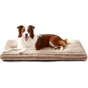 JOEJOY Teddy Rabbit Fur Strips Anti-Slip Bottom Dog & Cat Bed pad with Removable Cover, Beige, 35 × 23 × 4-in