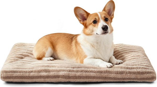 Show full view: JOEJOY Teddy Rabbit Fur Strips Anti-Slip Bottom Dog & Cat Bed pad with Removable Cover, Beige, 29 × 21 × 3-in slide 1 of 8