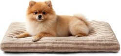 JOEJOY Teddy Rabbit Fur Strips Anti-Slip Bottom Dog & Cat Bed pad with Removable Cover, Beige, 23 × 18 × 3-in