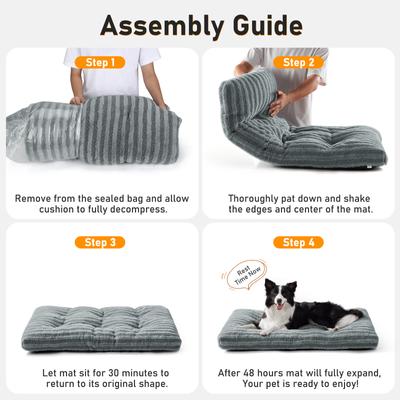 Show full view: JOEJOY Teddy Rabbit Fur Strips Anti-Slip Bottom Dog & Cat Bed pad with Removable Cover, Grey, 23 × 18 × 3-in slide 10 of 11