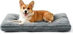 JOEJOY Teddy Rabbit Fur Strips Anti-Slip Bottom Dog & Cat Bed pad with Removable Cover, Grey, 29 × 21 × 3-in