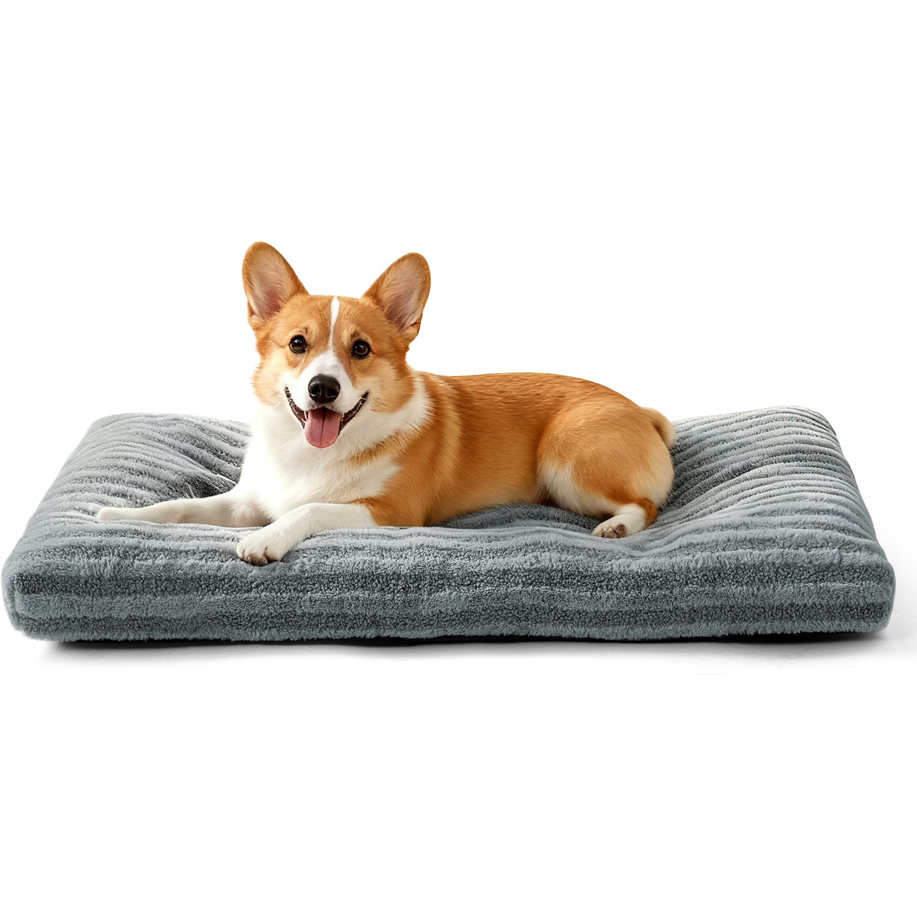 JOEJOY Teddy Rabbit Fur Strips Anti-Slip Bottom Dog & Cat Bed pad, Gray, 29 -in