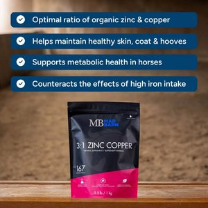 Mad Barn 3:1 Zinc Copper Organic Trace Minerals for Hoof & Metabolic Health Horse Powder Supplement, 2.2-lb bag