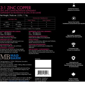 Mad Barn 3:1 Zinc Copper Organic Trace Minerals for Hoof & Metabolic Health Horse Powder Supplement, 2.2-lb bag