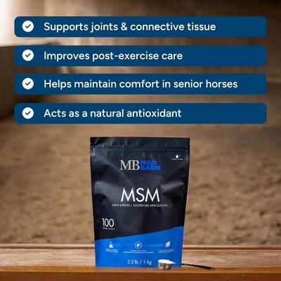 Show full view: Mad Barn MSM Joint Health & Senior Support Horse Powder Supplement, 2.2-lb bag slide 3 of 3