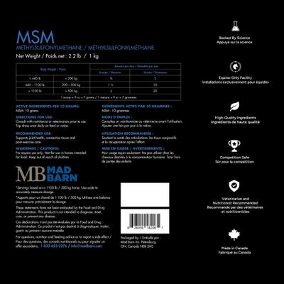 Show full view: Mad Barn MSM Joint Health & Senior Support Horse Powder Supplement, 2.2-lb bag slide 2 of 3