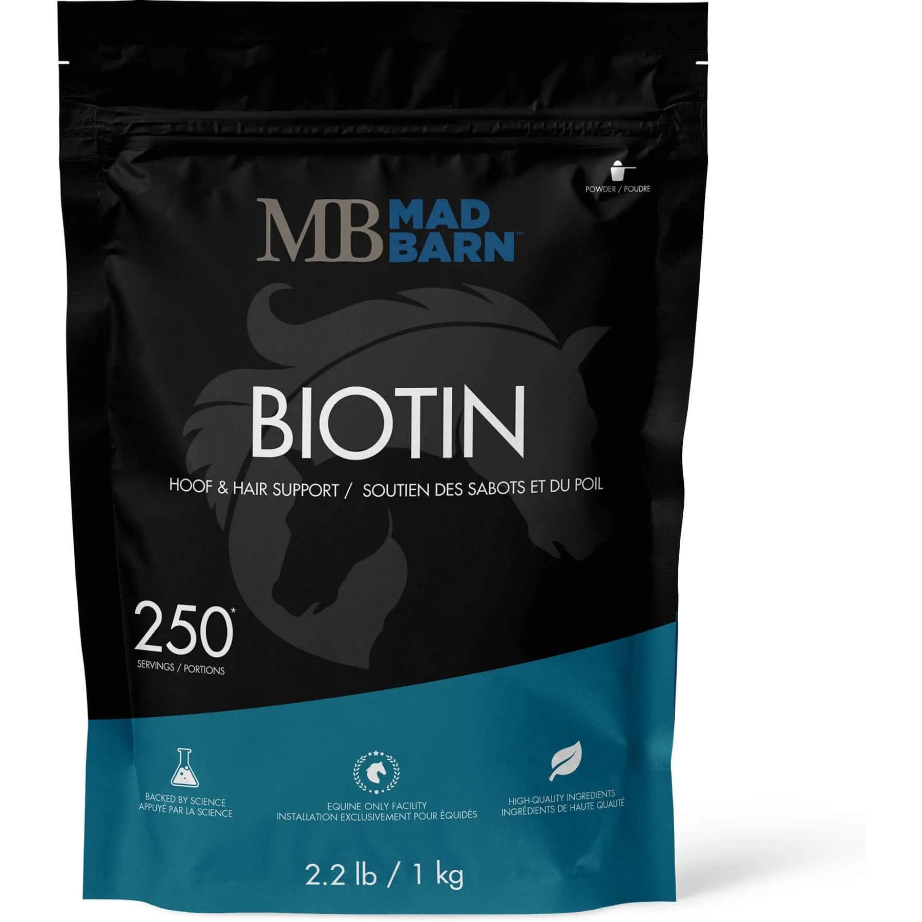 Mad Barn Biotin Hoof Health & Coat Quality Horse Powder Supplement, 2.2-lb bag