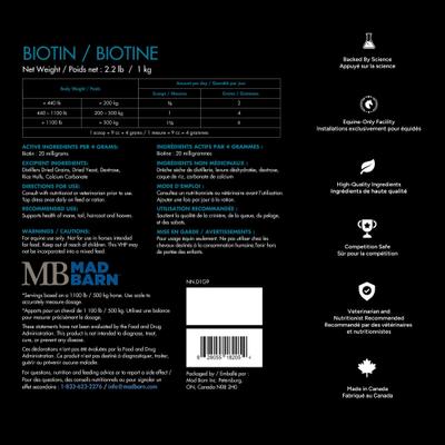 Show full view: Mad Barn Biotin Hoof Health & Coat Quality Horse Powder Supplement, 2.2-lb bag slide 2 of 3