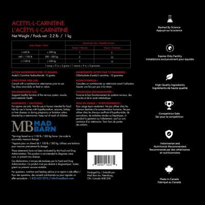 Show full view: Mad Barn Acteyl-L-Carnitine Performance & Energy Metabolism Horse Powder Supplement, 2.2-lb bag slide 2 of 4