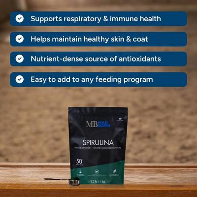 Show full view: Mad Barn Spirulina Immune & Respiratory Support Horse Powder Supplement, 2.2-lb bag slide 3 of 4
