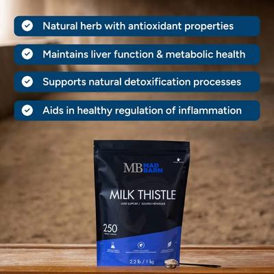 Show full view: Mad Barn Milk Thistle Liver & Metabolic Support Horse Powder Supplement, 2.2-lb bag slide 3 of 3