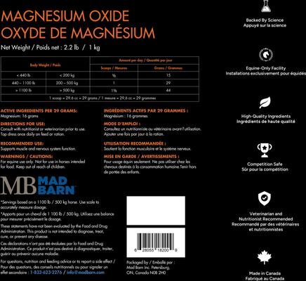 Mad Barn Magnesium Oxide Horse Powder Supplement