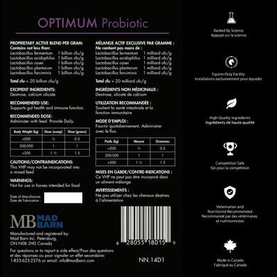 Show full view: Mad Barn Optimum Probiotic 20 Billion CFU Probiotic Horse Powder Supplement, 60-g pouch slide 2 of 3