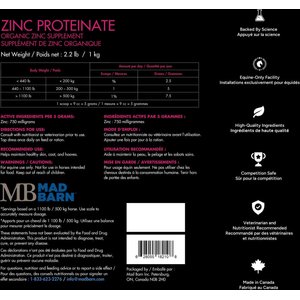 Mad Barn Zinc Proteinate Organic Trace Mineral Horse Powder Supplement, 2.2-lb bag