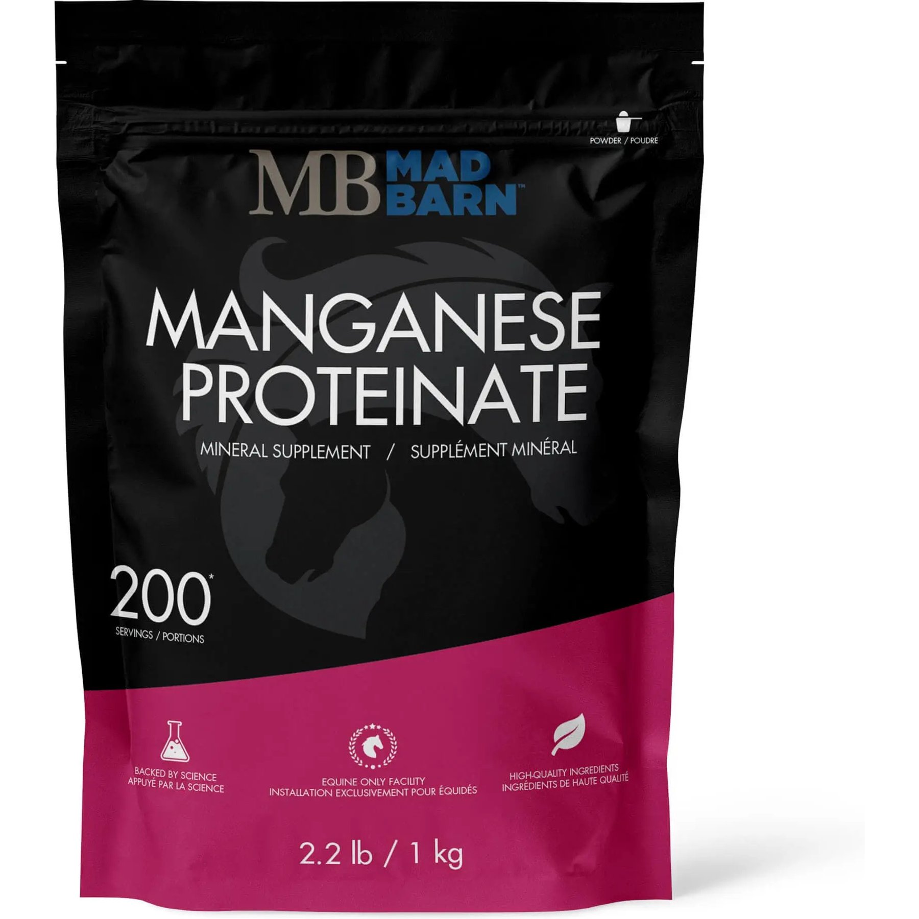 Mad Barn Manganese Proteinate Organic Trace Mineral Horse Powder Supplement, 2.2-lb bag