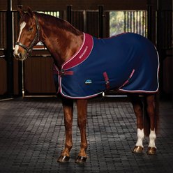 WeatherBeeta Opulence Show Standard Neck Horse Sheet, Navy/Burgundy, 84-in