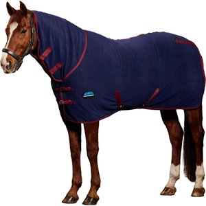 WeatherBeeta Anti-Static Fleece Combo Neck Horse Cooler, Navy/Burgundy, 78-in