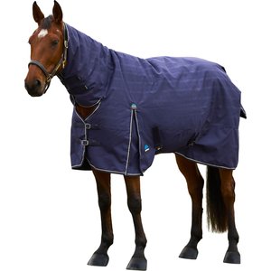 WeatherBeeta ComFiTec Prelim Combo Neck 0G Horse Turnout, Navy Embossed Plaid, 69-in