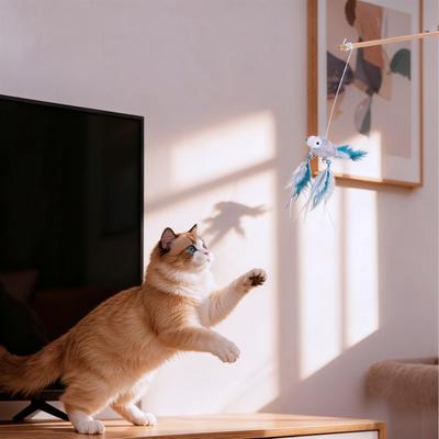 Show full view: Happy & Polly Goldfish Princess Cat Teaser Wand, Grey slide 8 of 10