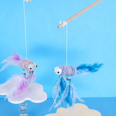 Show full view: Happy & Polly Goldfish Princess Cat Teaser Wand, Grey slide 4 of 10