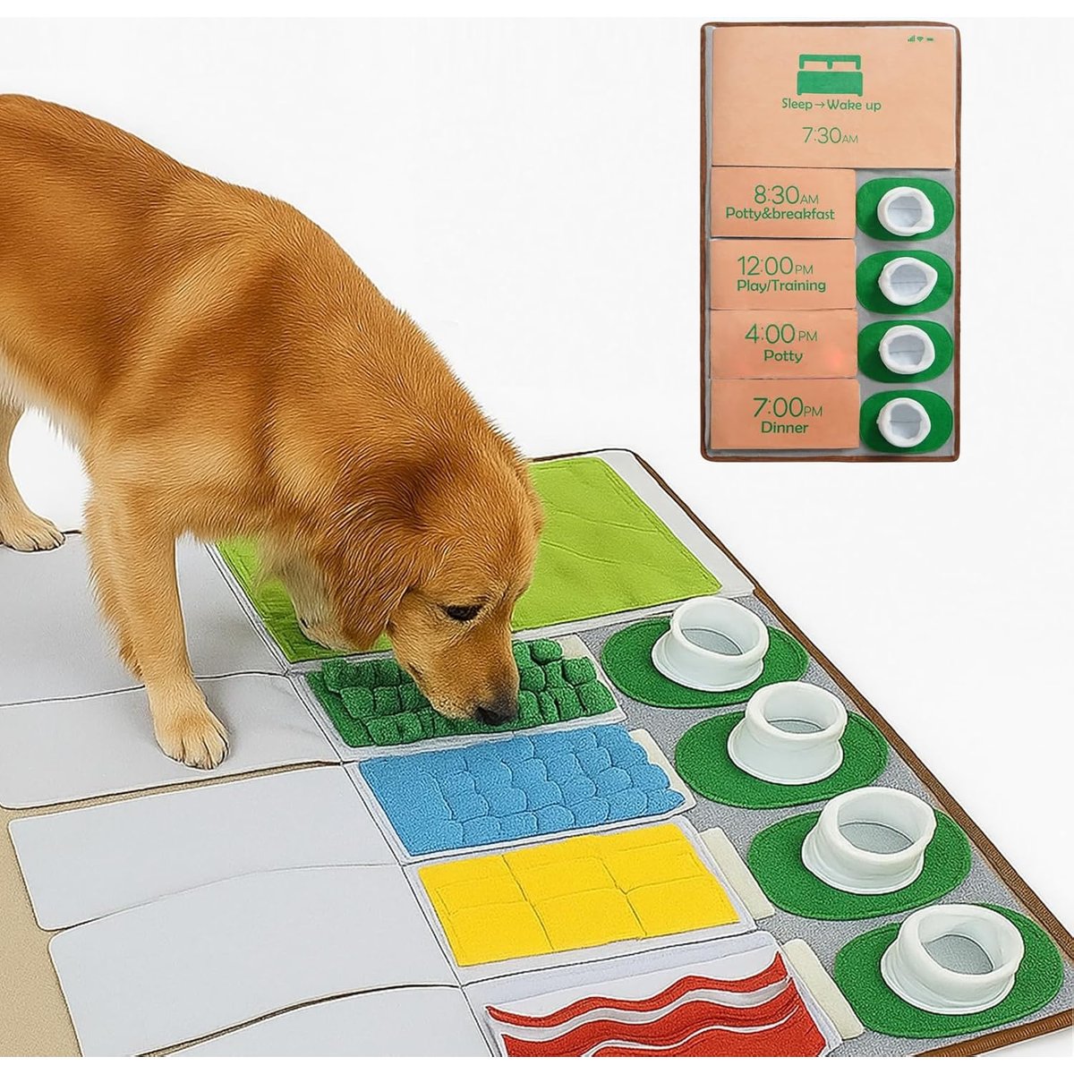 Nocciola Phone Alarm Clock Design Snuffle Mat Squeaky Game & Puzzle Dog Toy with Treat Pouch, Multicolor