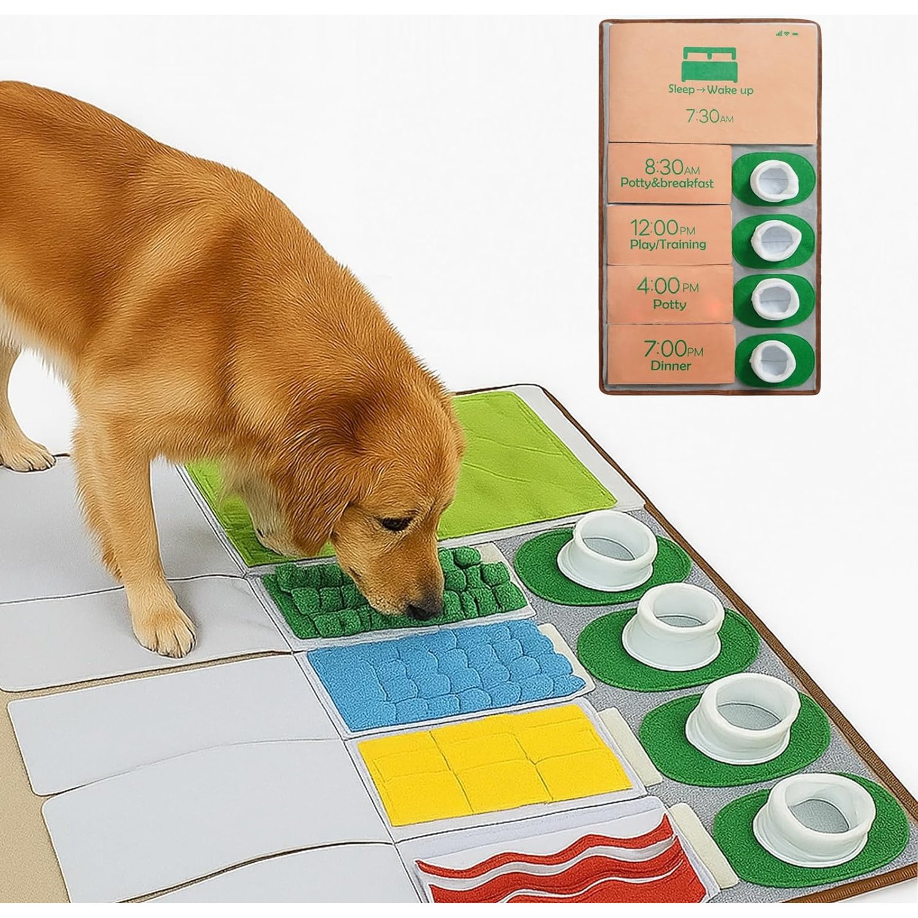 Nocciola Phone Alarm Clock Design Snuffle Mat Squeaky Game & Puzzle Dog Toy with Treat Pouch, Multicolor