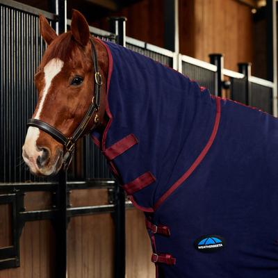 Show full view: WeatherBeeta Anti-Static Fleece Combo Neck Horse Cooler, Navy/Burgundy, 75-in slide 2 of 8