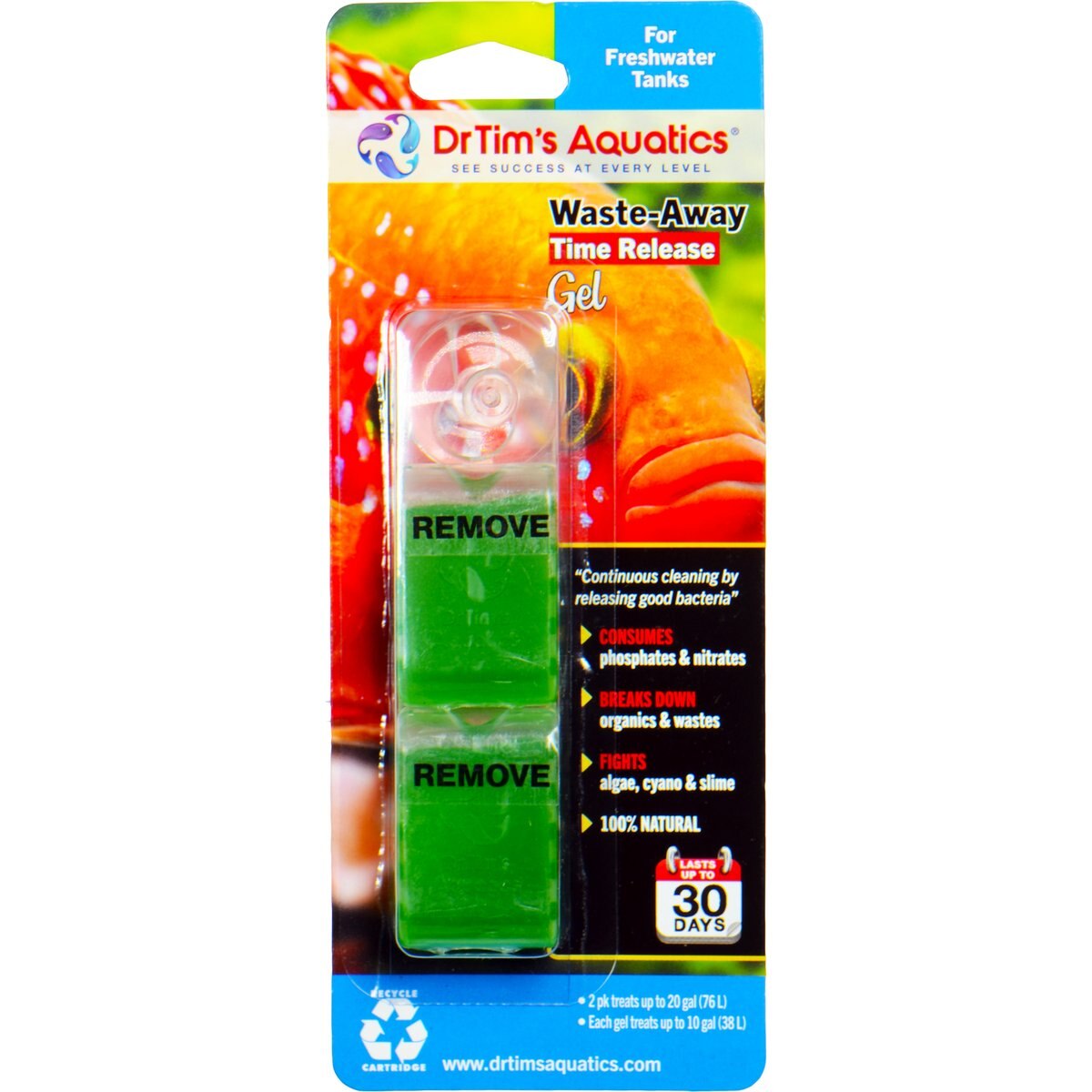Dr. Tim's Aquatics Freshwater Waste-Away Gel Water Conditioner, Small: 10-gal, 2 count