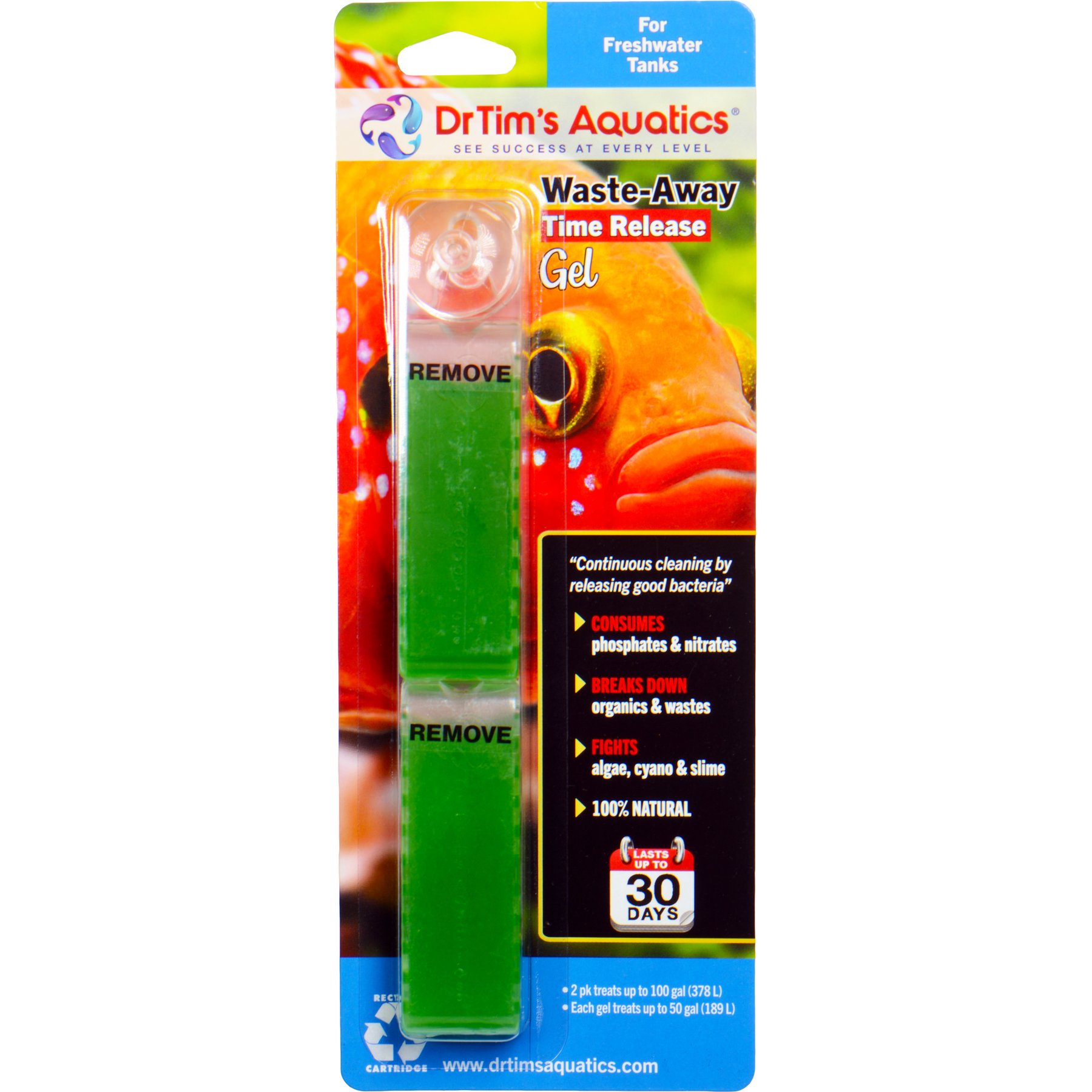 Dr. Tim's Aquatics Freshwater Waste-Away Gel Water Conditioner, Medium: 50-gal, 2 count