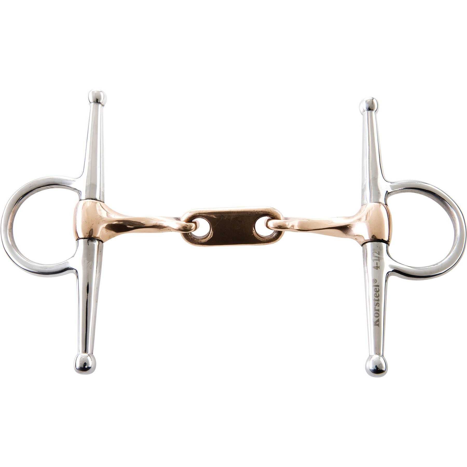 Korsteel Stainless Steel Twisted Copper Mouth Dr Bristol Full Cheek Horse Bit, 5.5-in