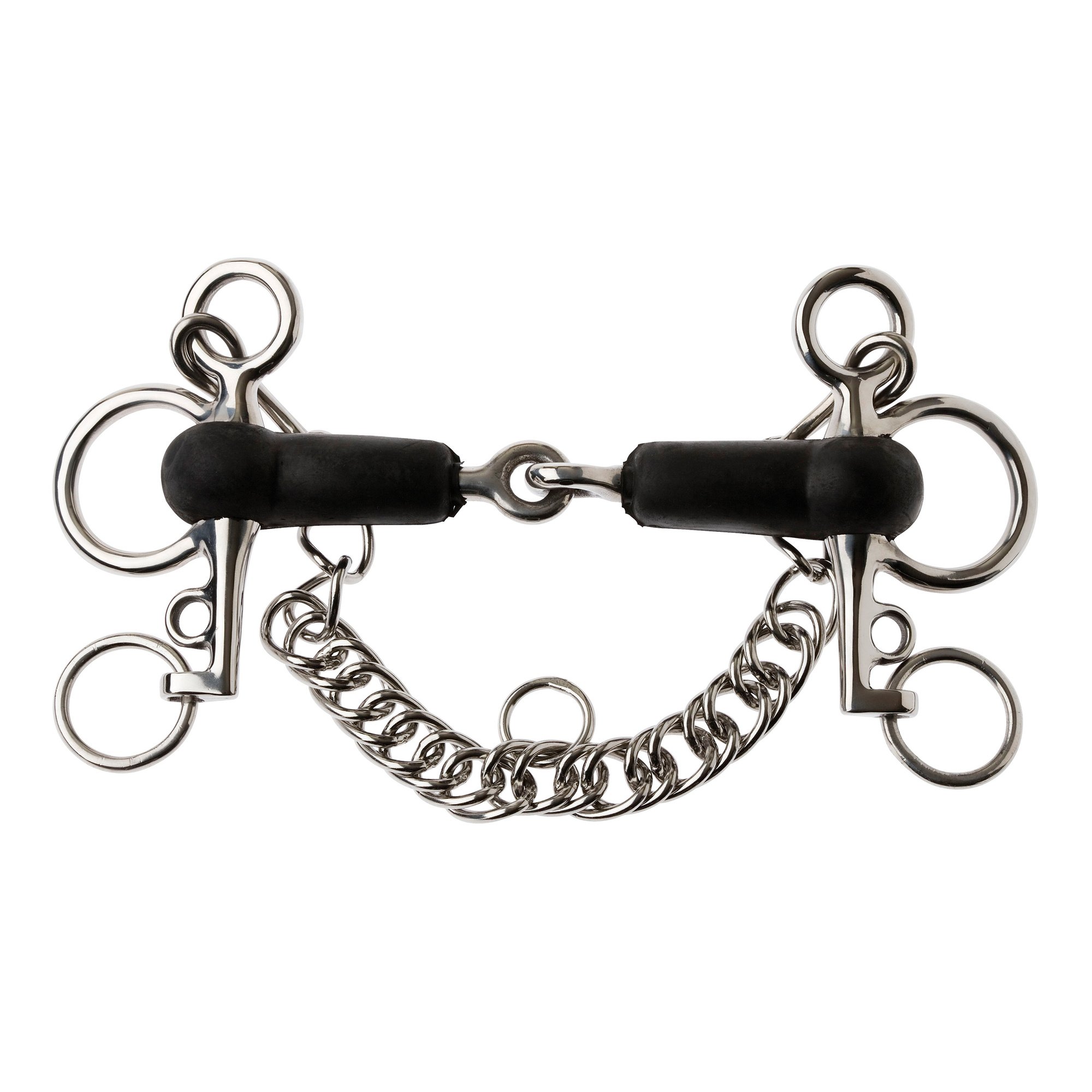 Korsteel Rubber Jointed Tom Thumb Pelham Horse Bit, 4.5-in